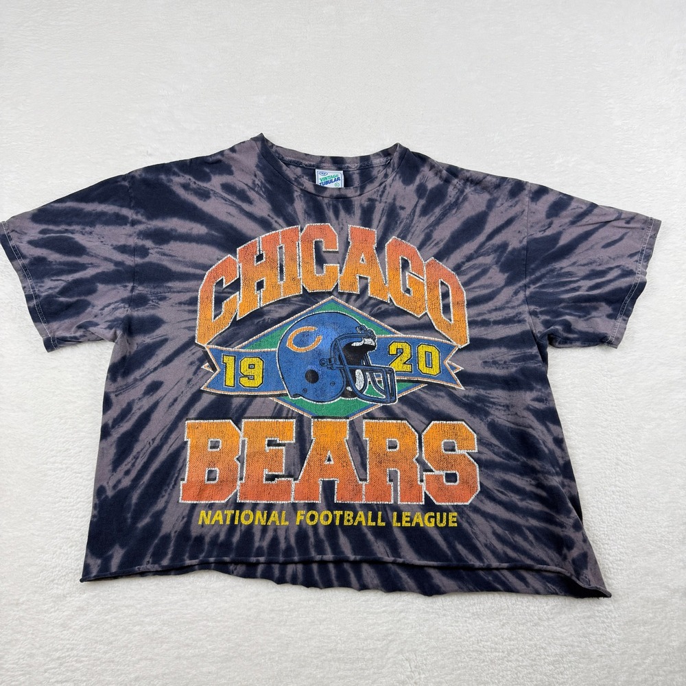 Chicago Bears 47 Vintage Tubular T Shirt Women XL‎ Tie Dye Cropped Grunge